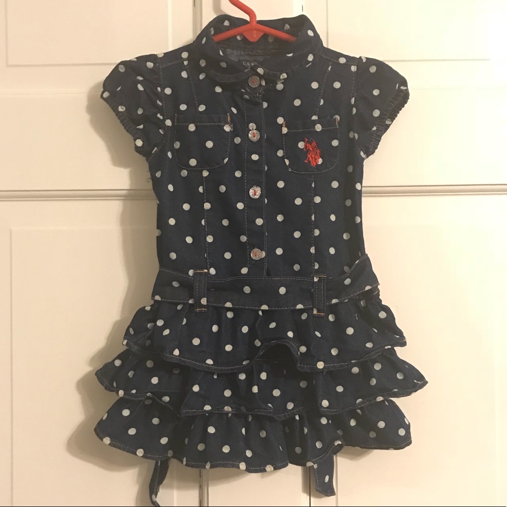 Denim Polo ruffle dress.